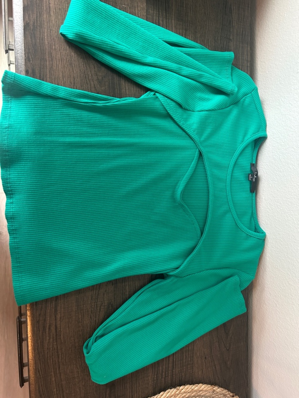 Lulu's Vibrant Teal Ribbed Long-Sleeve Top